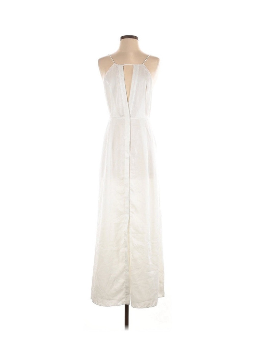 Finders Keepers Women's White Satin Maxi Plunge Keyhole Dress Bridal Small